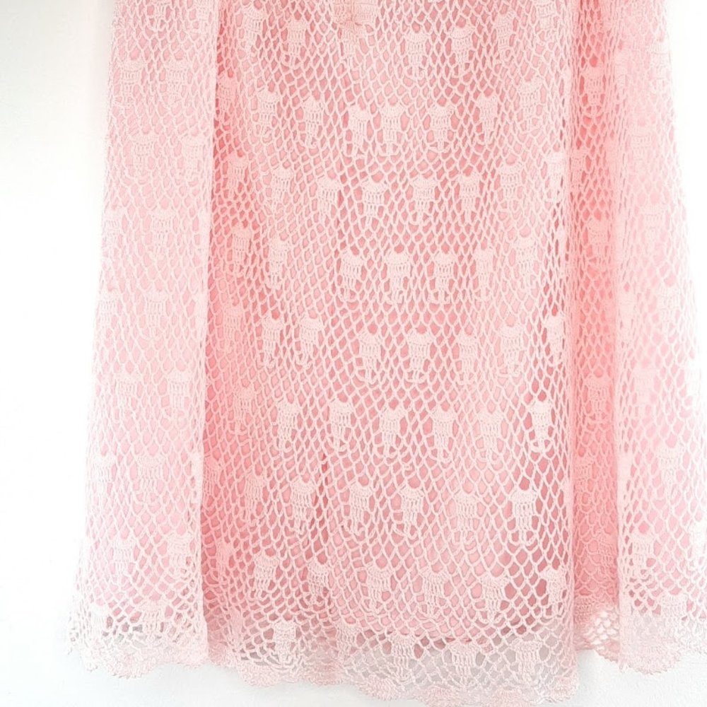 Elegant Vintage  Party Contemporary Pink Crochet  midi skirt - Picture 11 of 16